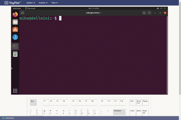 Screen capture of Proxmox install through TinyPilot